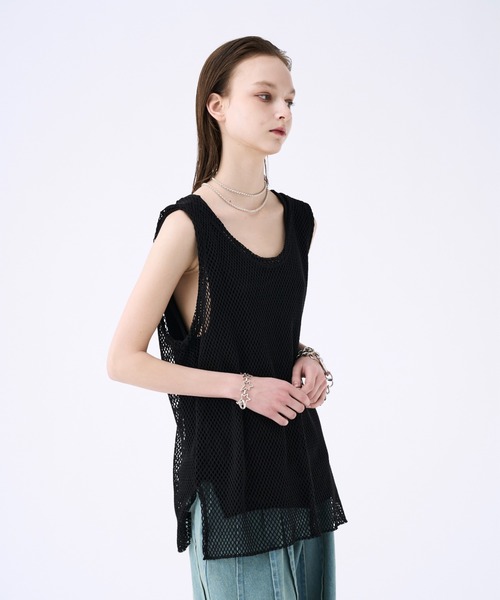 seyto（セイト）の「Mesh layered tank top / メッシュレイヤード