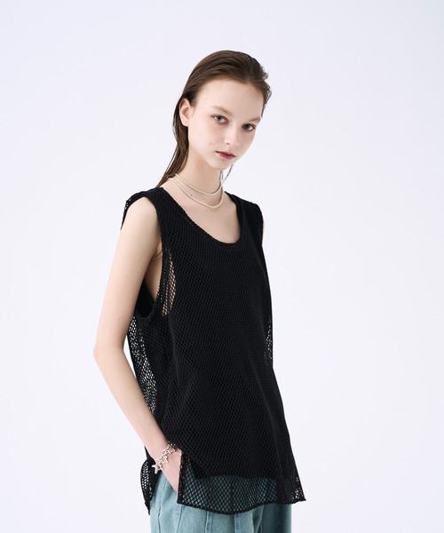 seyto（セイト）の「Mesh layered tank top / メッシュレイヤード