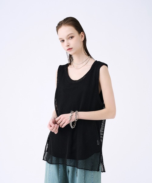 Mesh layered tank top / メッシュレイヤードタンクトップ