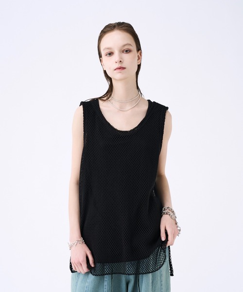 Mesh layered tank top / メッシュレイヤードタンクトップ