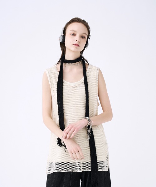 Mesh layered tank top / メッシュレイヤードタンクトップ