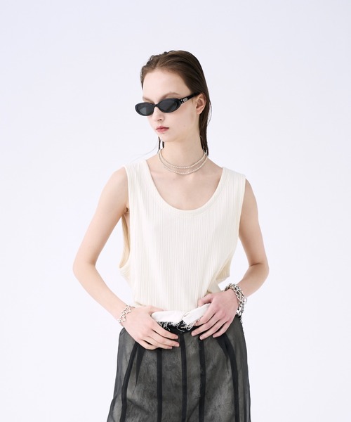 seyto（セイト）の「Mesh layered tank top / メッシュレイヤード