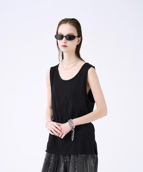 Mesh layered tank top / メッシュレイヤードタンクトップ