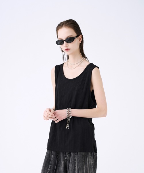 seyto サイズ1 / メッシュレイヤードタンクトップ seyto（セイト）の「Mesh layered tank top / メッシュレイヤード