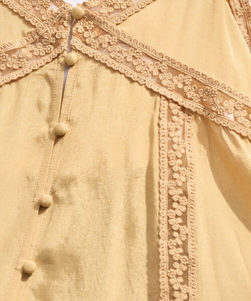 FREAK'S STORE(フリークスストア)の「限定展開 インド レーヨン シャンタン レース キャミ ビスチェ(キャミソール・レディース・オフホワイト/ブラック/イエロー/ベージュ・フリ-)」の12枚目の写真