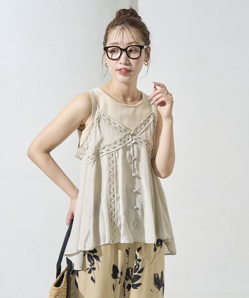 FREAK'S STORE(フリークスストア)の「限定展開 インド レーヨン シャンタン レース キャミ ビスチェ(キャミソール・レディース・オフホワイト/ブラック/イエロー/ベージュ・フリ-)」の18枚目の写真