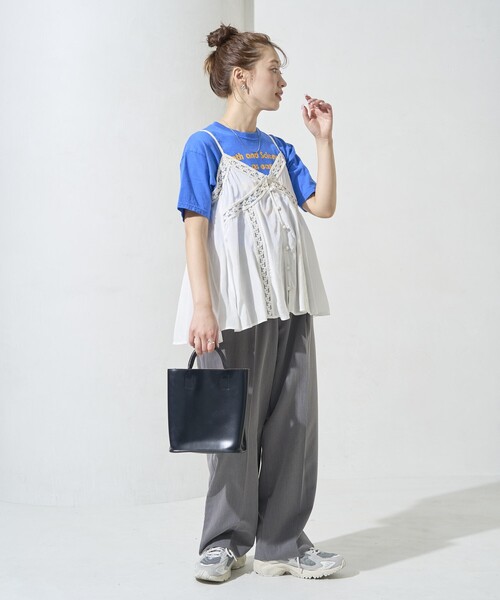 FREAK'S STORE(フリークスストア)の「限定展開 インド レーヨン シャンタン レース キャミ ビスチェ(キャミソール・レディース・オフホワイト/ブラック/イエロー/ベージュ・フリ-)」の2枚目の写真