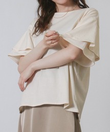 袖フリル オーバーサイズ Tシャツ 半袖 無地 ベーシック