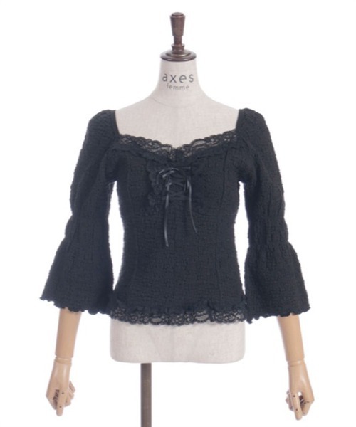 axes femme（アクシーズファム）の「レースアッププルオーバー（Tシャツ/カットソー・レディース・ベージュ/ブラック・FREE）」の21枚目の写真