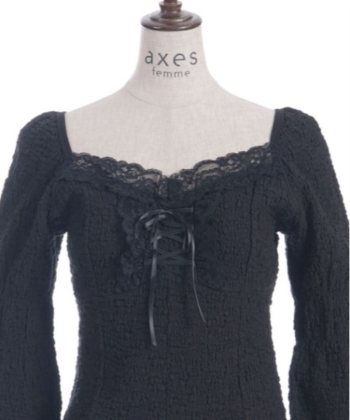 axes femme（アクシーズファム）の「レースアッププルオーバー（Tシャツ/カットソー・レディース・ベージュ/ブラック・FREE）」の18枚目の写真