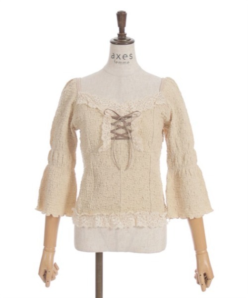 axes femme（アクシーズファム）の「レースアッププルオーバー（Tシャツ/カットソー・レディース・ベージュ/ブラック・FREE）」の11枚目の写真