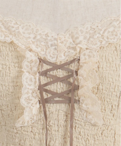 axes femme（アクシーズファム）の「レースアッププルオーバー（Tシャツ/カットソー・レディース・ベージュ/ブラック・FREE）」の6枚目の写真