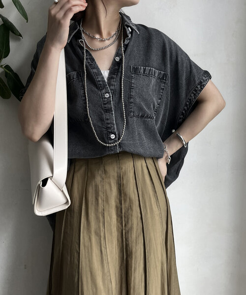 DouDou（ドゥドゥ）の「リヨセルデニムバック切替シャツ（シャツ