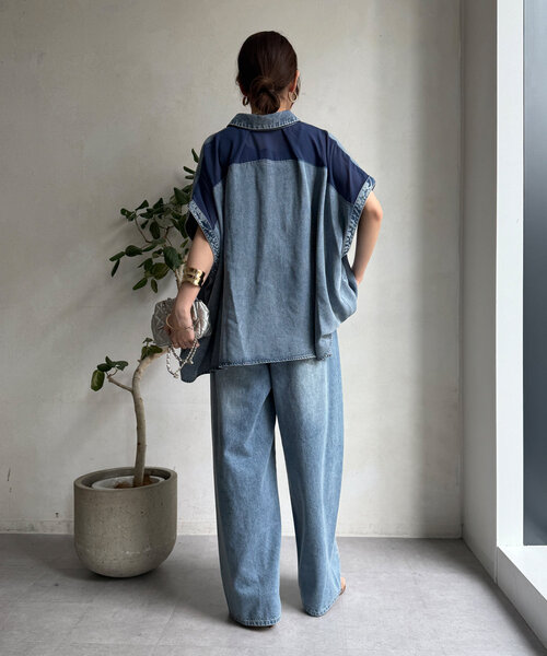 セール】リヨセルデニムバック切替シャツ（シャツ/ブラウス）｜DouDou