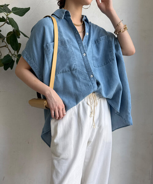 DouDou（ドゥドゥ）の「リヨセルデニムバック切替シャツ（シャツ