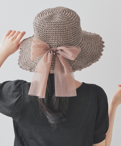 Honeys(ハニーズ)の「スカラップつば広帽(ハット・レディース・ホワイト×グレー/グレイッシュベージュ/ホワイト系その他/ベージュ・FREE)」の18枚目の写真