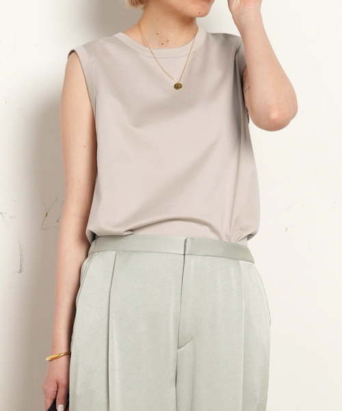 AP STUDIO（エーピーストゥディオ）の「ノースリーブTシャツ（Tシャツ/カットソー・レディース・ブラウン/ベージュ/ブラック/ホワイト・FREE）」の4枚目の写真