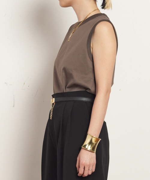 AP STUDIO（エーピーストゥディオ）の「ノースリーブTシャツ（Tシャツ/カットソー・レディース・ブラウン/ベージュ/ブラック/ホワイト・FREE）」の20枚目の写真