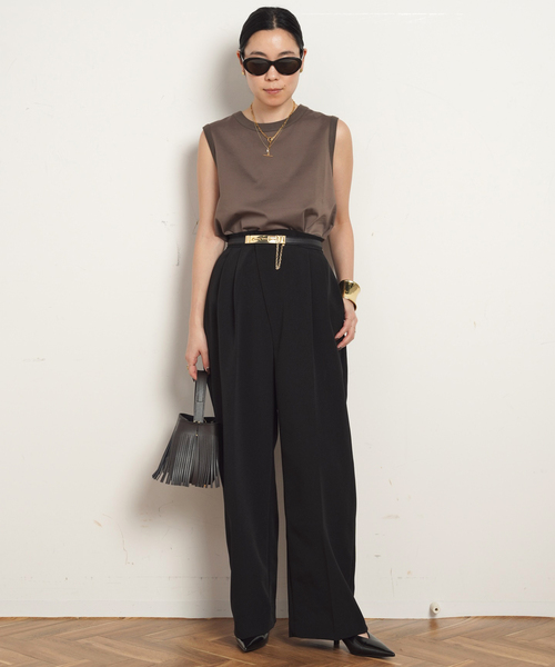 AP STUDIO（エーピーストゥディオ）の「ノースリーブTシャツ（Tシャツ/カットソー・レディース・ブラウン/ベージュ/ブラック/ホワイト・FREE）」の22枚目の写真