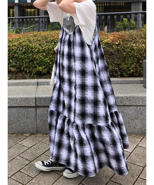 sm2rhythm（サマンサモスモスリズム）の「【動画あり】シャーリングチェックキャミワンピース（ワンピース・レディース・ブラウン/オフホワイト・F）」の20枚目の写真