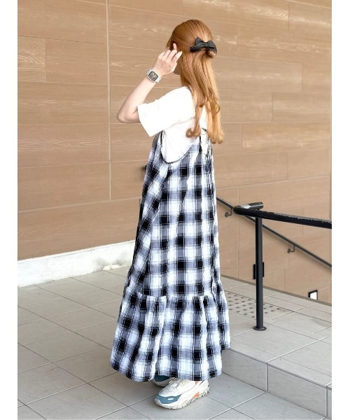 sm2rhythm（サマンサモスモスリズム）の「【動画あり】シャーリングチェックキャミワンピース（ワンピース・レディース・ブラウン/オフホワイト・F）」の13枚目の写真