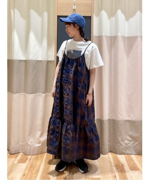 sm2rhythm（サマンサモスモスリズム）の「【動画あり】シャーリングチェックキャミワンピース（ワンピース・レディース・ブラウン/オフホワイト・F）」の9枚目の写真