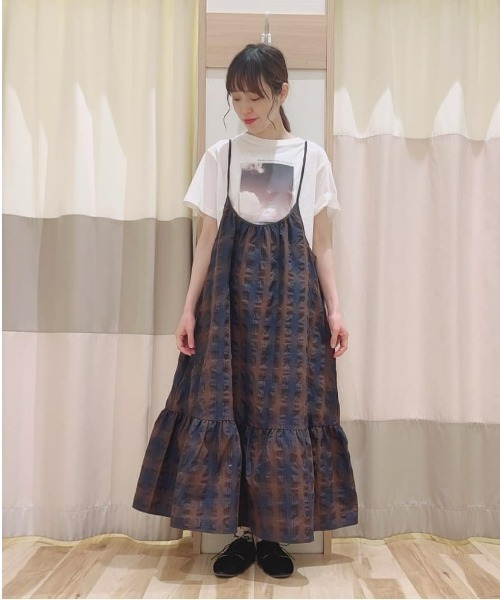 sm2rhythm（サマンサモスモスリズム）の「【動画あり】シャーリングチェックキャミワンピース（ワンピース・レディース・ブラウン/オフホワイト・F）」の11枚目の写真