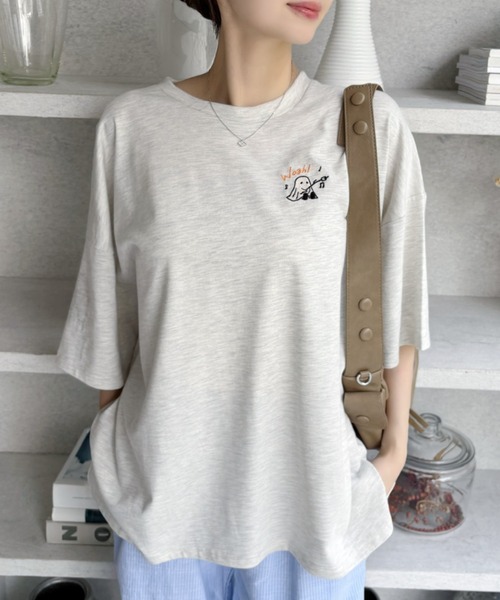 Ada.(エイダ)の「おばけ プリント big Tシャツ(Tシャツ/カットソー・レディース・オフホワイト/ナチュラル/ブラック・FREE)」の12枚目の写真