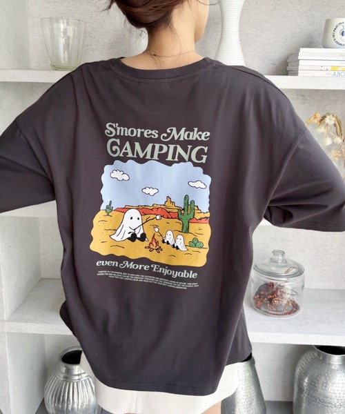 Ada.(エイダ)の「おばけ プリント big Tシャツ(Tシャツ/カットソー・レディース・オフホワイト/ナチュラル/ブラック・FREE)」の8枚目の写真