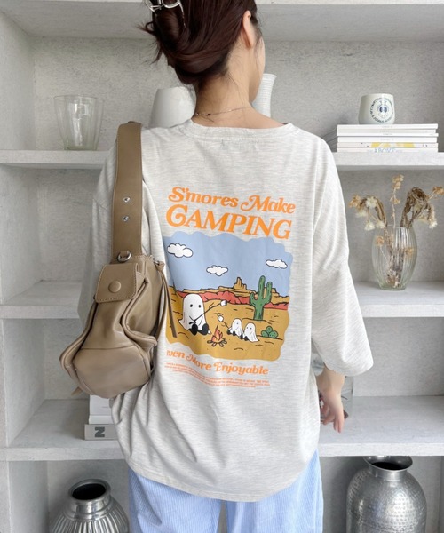 Ada.(エイダ)の「おばけ プリント big Tシャツ(Tシャツ/カットソー・レディース・オフホワイト/ナチュラル/ブラック・FREE)」の19枚目の写真