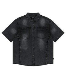 『mahagrid/マハグリッド』DENIM HALF SHIRT /ウォッシュ加工 デニムシャツ