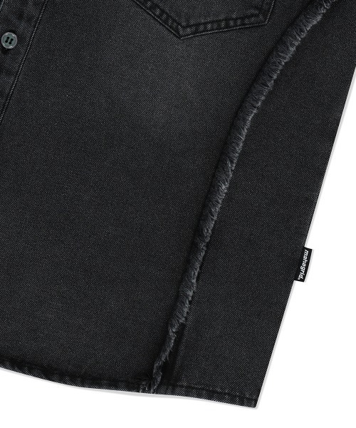 MAHAGRID（マハグリッド）の「『mahagrid/マハグリッド』DENIM HALF SHIRT /ウォッシュ加工 デニムシャツ（シャツ/ブラウス・メンズ・ブルー/ブラック・S/M）」の12枚目の写真