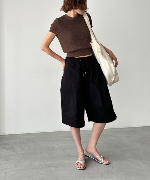 CANAL JEAN(キャナルジーン)の「choice_cnl コットンタックハーフパンツ(その他パンツ・レディース・ブラック・ONE SIZE)」の1枚目の写真
