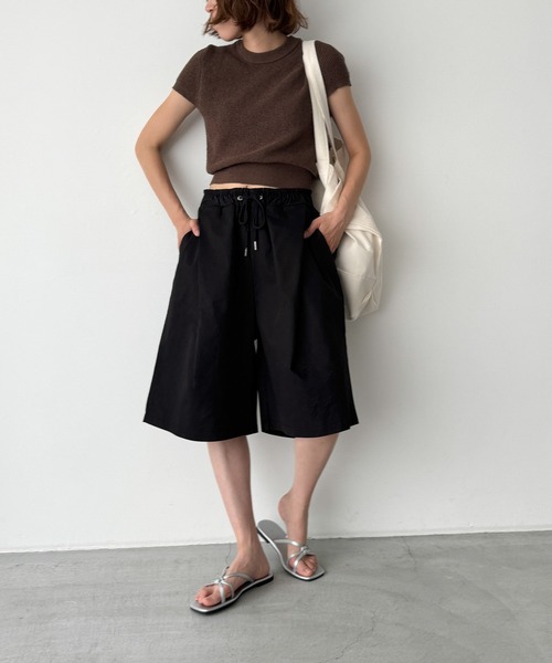CANAL JEAN(キャナルジーン)の「choice_cnl コットンタックハーフパンツ(その他パンツ・レディース・ブラック・ONE SIZE)」の4枚目の写真