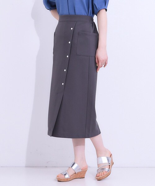 DRESKIP(ドレスキップ)の「【S-LL】カジュアルにもきれいめにも ドット釦カーゴナロースカート(スカート・レディース・チャコールグレー/ブラック/サンドベージュ・01/02/03/04)」の22枚目の写真