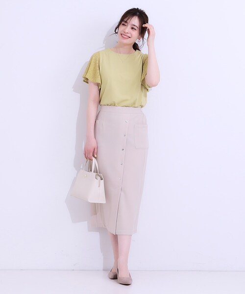 DRESKIP(ドレスキップ)の「【S-LL】カジュアルにもきれいめにも ドット釦カーゴナロースカート(スカート・レディース・チャコールグレー/ブラック/サンドベージュ・01/02/03/04)」の13枚目の写真