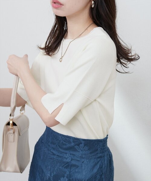 natural couture（ナチュラルクチュール）の「【WEB限定】前後2WAYピンタック切替袖シンプルニット（ニット/セーター・レディース・オフホワイト/ブルー/グレイッシュベージュ/ピンク系その他/ブラック/ミント・FREE）」の17枚目の写真