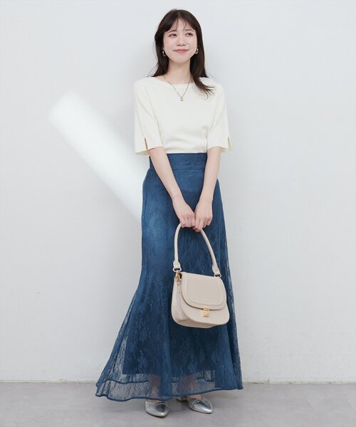 natural couture（ナチュラルクチュール）の「【WEB限定】前後2WAYピンタック切替袖シンプルニット（ニット/セーター・レディース・オフホワイト/ブルー/グレイッシュベージュ/ピンク系その他/ブラック/ミント・FREE）」の20枚目の写真