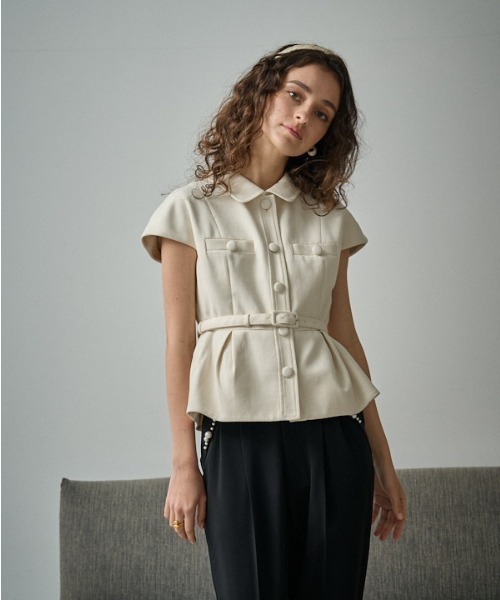 ブラウス シャツ Cap Sleeve Peplum Top キャップスリーブペプラムトップ レディース Cap Sleeve Peplum Top キャップスリーブペプラムトップ（シャツ