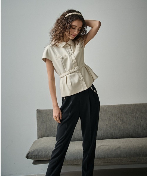 ブラウス シャツ Cap Sleeve Peplum Top キャップスリーブペプラムトップ レディース Cap Sleeve Peplum Top キャップスリーブペプラムトップ（シャツ