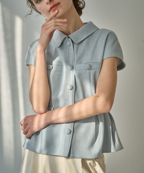 ブラウス シャツ Cap Sleeve Peplum Top キャップスリーブペプラムトップ レディース Cap Sleeve Peplum Top キャップスリーブペプラムトップ（シャツ