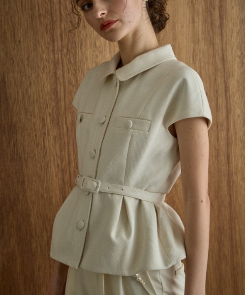 Cap Sleeve Peplum Top キャップスリーブペプラムトップ（シャツ