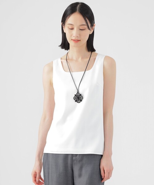 ウォッシャブル】ストレッチサテンコンビタンクトップ（Tシャツ