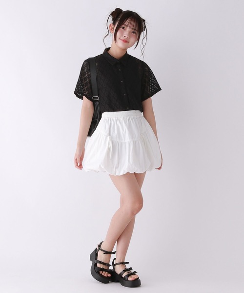 repipi armario(レピピ アルマリオ)の「【girly line】オハナレース開襟シャツ(シャツ/ブラウス・キッズ・ブラック/ホワイト・LARGE/MEDIUM/SMALL)」の7枚目の写真