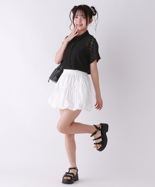 repipi armario(レピピ アルマリオ)の「【girly line】オハナレース開襟シャツ(シャツ/ブラウス・キッズ・ブラック/ホワイト・LARGE/MEDIUM/SMALL)」の8枚目の写真