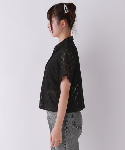 repipi armario(レピピ アルマリオ)の「【girly line】オハナレース開襟シャツ(シャツ/ブラウス・キッズ・ブラック/ホワイト・LARGE/MEDIUM/SMALL)」の10枚目の写真