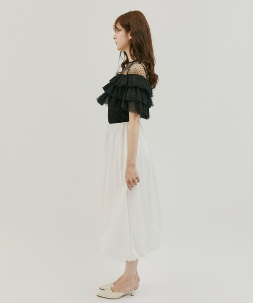 Olu.（オルドット）の「フロッキードットフリルトップス（シャツ/ブラウス・レディース・ブラック/ブルーグレー/ホワイト・FREE）」の11枚目の写真