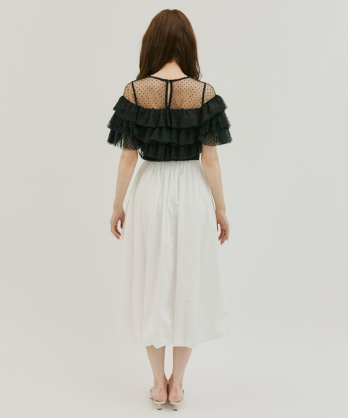 Olu.（オルドット）の「フロッキードットフリルトップス（シャツ/ブラウス・レディース・ブラック/ブルーグレー/ホワイト・FREE）」の12枚目の写真