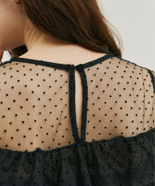Olu.（オルドット）の「フロッキードットフリルトップス（シャツ/ブラウス・レディース・ブラック/ブルーグレー/ホワイト・FREE）」の14枚目の写真