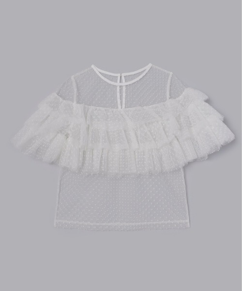 Olu.（オルドット）の「フロッキードットフリルトップス（シャツ/ブラウス・レディース・ブラック/ブルーグレー/ホワイト・FREE）」の17枚目の写真